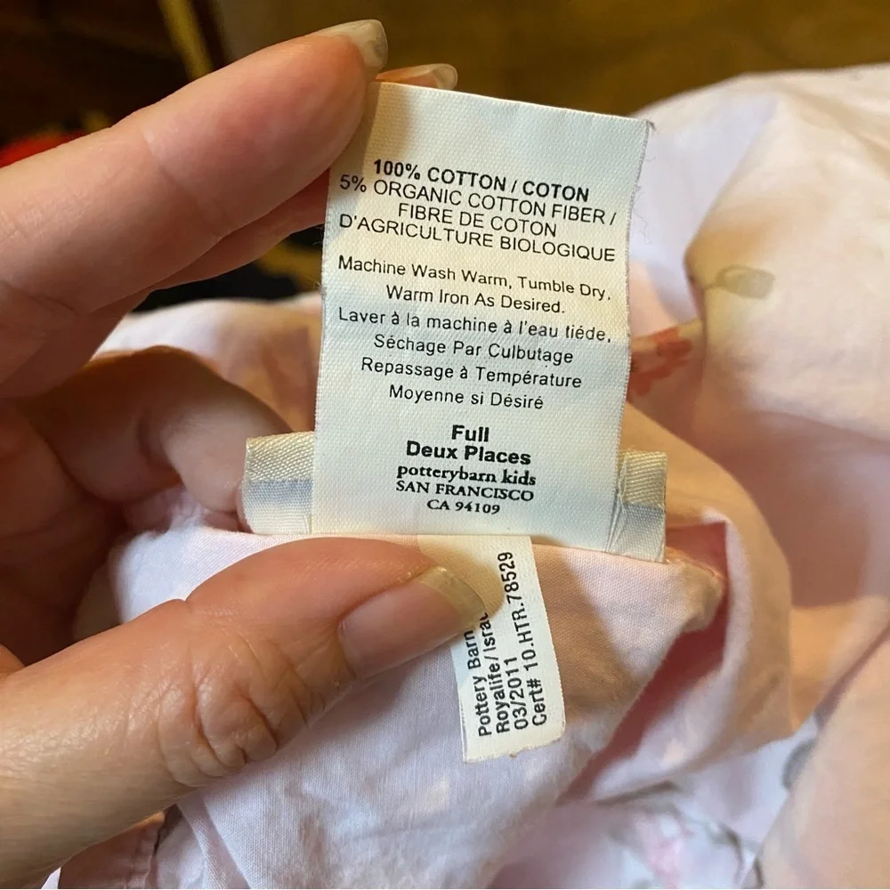 Pottery Barn Kids Pink Floral Bird Print Fitted Sheets Full Size